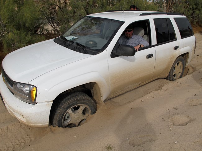 vehicle stuck in sand
