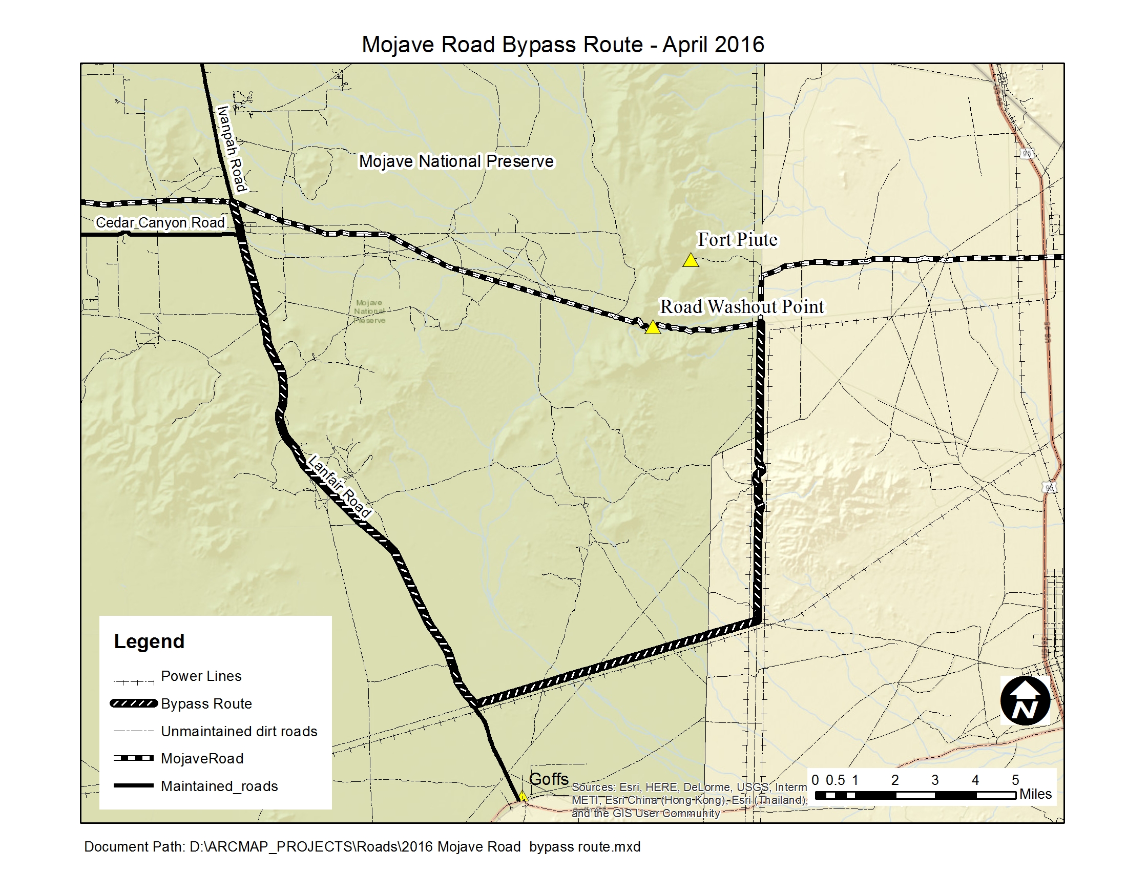 Map of Mojave Rd bypass route