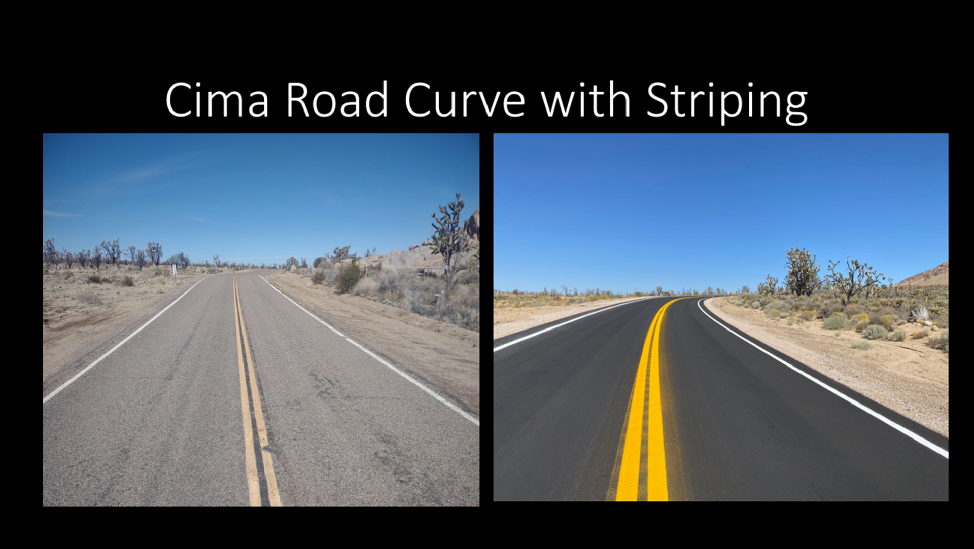Cima Road reopening Striping on Cima Road