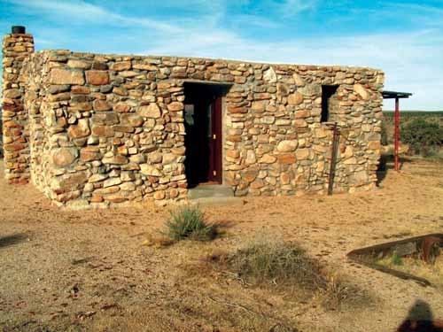 Historic stone Rock House near Rock Spring in Mojave National Preserve