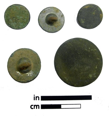 Five 18th century metal buttons