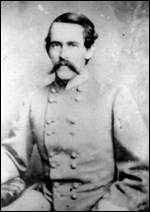 Middle-aged man with long mustache in Confederate uniform