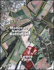 Aerial photo showing boundaries of Lewis Farm