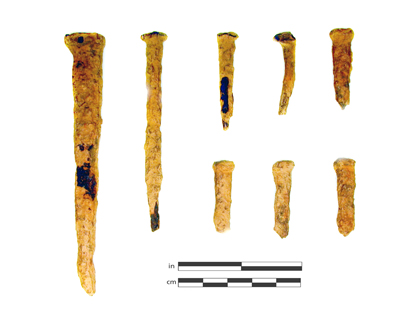 Corroded square cut nails