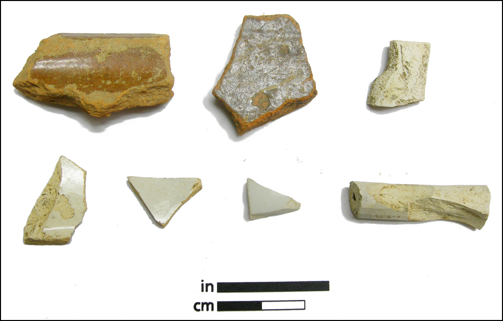 Fragmented pieces of ceramics