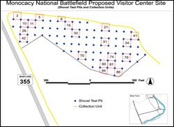 A computer generated map of archeological study area.
