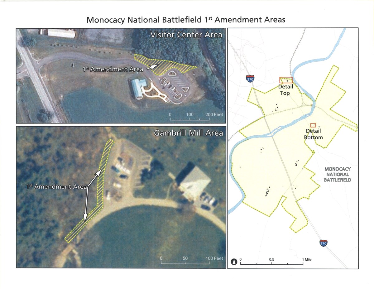 Map of Monocacy National Battlefields Designated 1st Amendment Areas