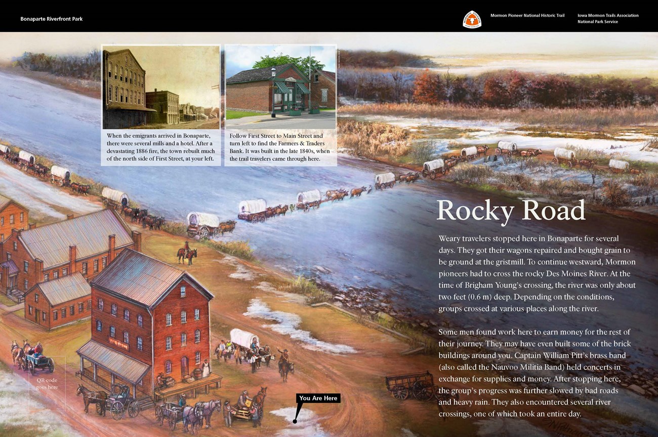 Wayside interpretive exhibit, full audio description is available.