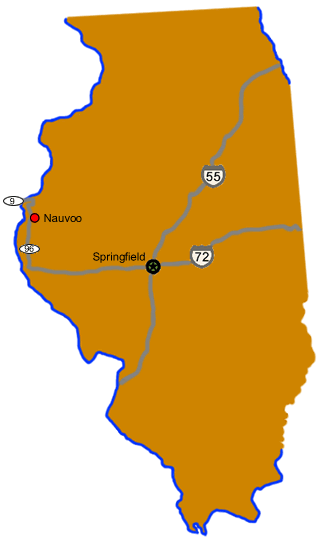 A map of Illinois with major highways.