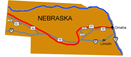 A map of Nebraska.