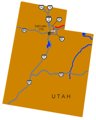 A map of utah with highways.