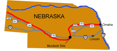 A map of Nebraska depicting major highways.