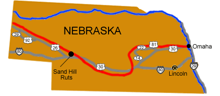 A map of Nebraska depicting major highways.