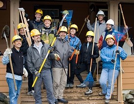 Volunteers from Recreational Equipment, Inc. (REI) helped reopen trails at Mount Rainier after storms during the winter of 2006-2007. Volunteers from Recreational Equipment, Inc. (REI) helped reopen trails at Mount Rainier after storms during the winter of 2006-2007.