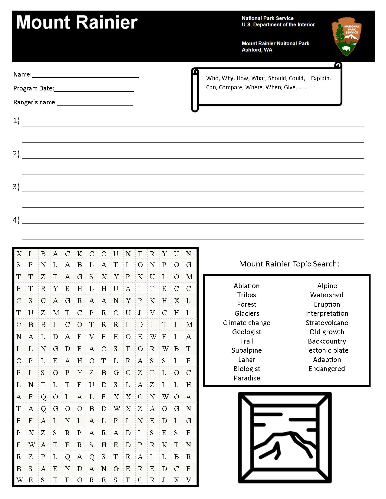 Uncategorized Watershed Worksheet distance learning mount rainier national park u s ranger pre activity worksheet