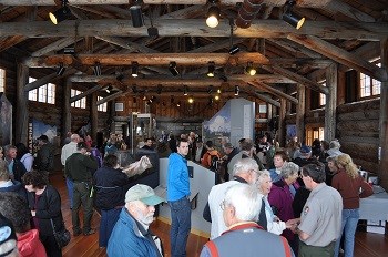 The Sunrise Visitor Center is packed full of people on its opening day after being renovated.