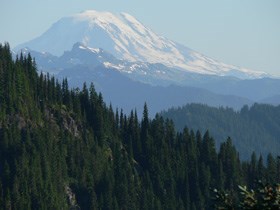 View of Mount Adams from the Naches Peak Loop Trail. View of Mount Adams from the Naches Peak Loop Trail.