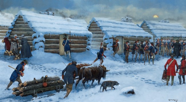 painting of winter scene at Washington's Headquarters at Morristown