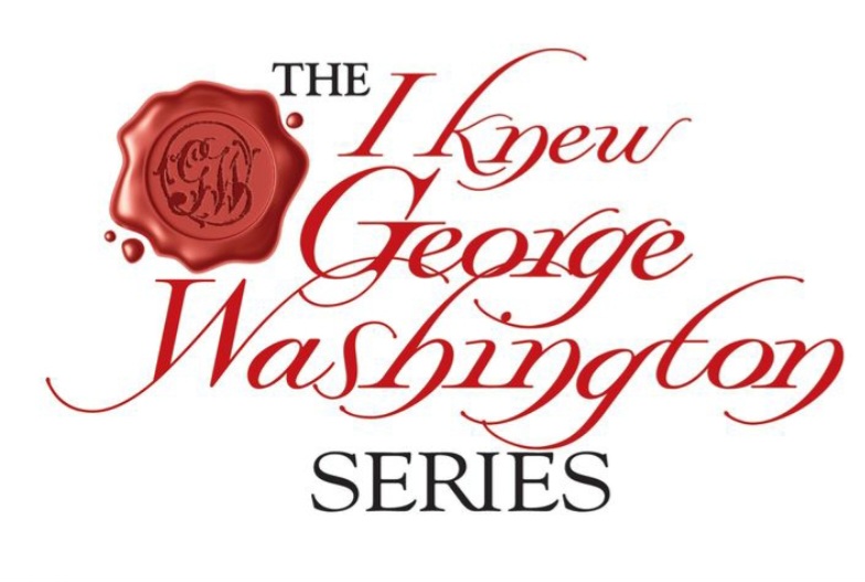 The I Knew George Washington book series logo. White picture with red and black lettering that says- The I Knew George Washington Series