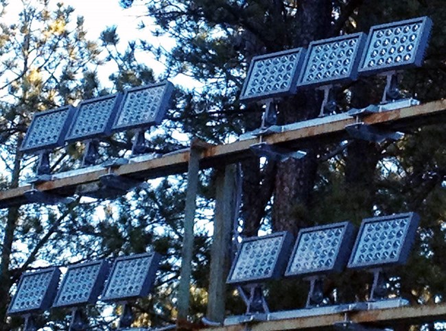 One bank of the LED lighting system installed at Mount Rushmore in 2014.