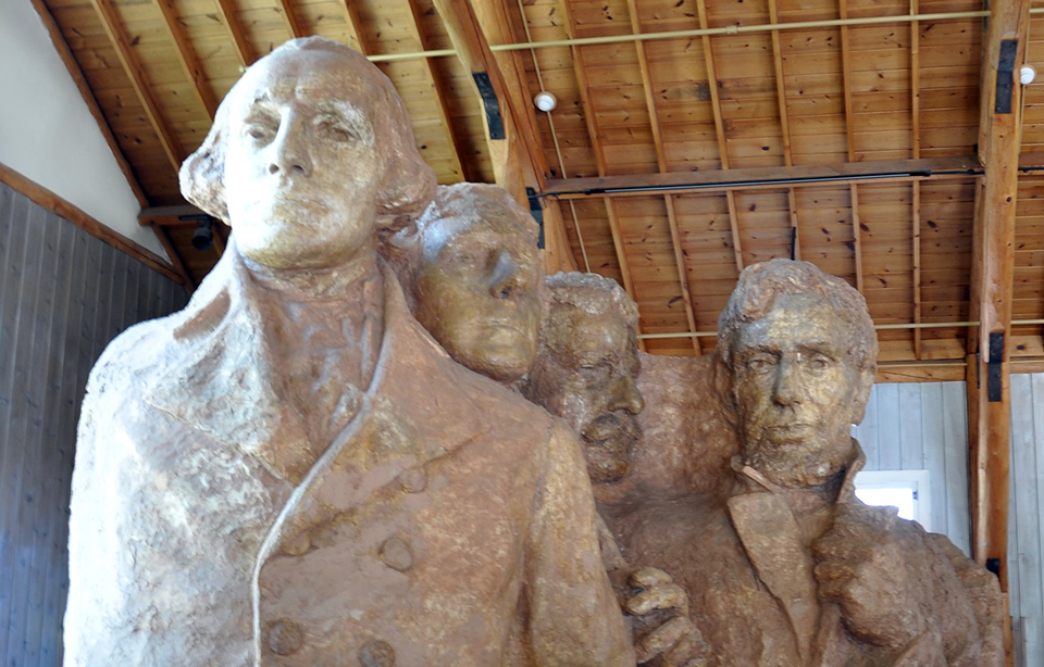 Photo of Gutzon Borglum's original scale model located in the Sculptor's Studio. Photo of Gutzon Borglum's original scale model located in the Sculptor's Studio.