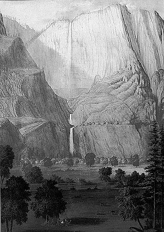 early drawing of Yosemite Valley