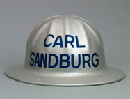 Silver hat with Carl Sanburg written on front