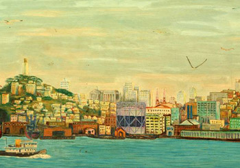 Image of painting titled (Panoramic View of Telegraph Hill with Coit Tower), Panel 1