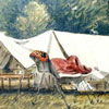 Image of painting titled Camp on James River, VA, July 6, 1862, 
Tent of Col. Buchanan