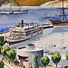 Image of painting titled (Design Concept for a San Francisco Maritime Museum, showing Aquatic Park on the San Francisco Bay)