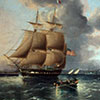 Image of painting titled U.S.S. Constitution Leaving New York Harbor