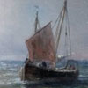 Image of painting titled Fishing Boats at Sunset