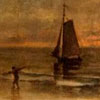 Image of painting titled (Lone Figure Walking at the Water's Edge)