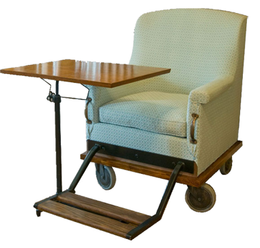 Upholstered Wheel Chair and Writing Table