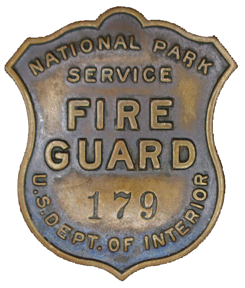 National Park Service Fire Guard badge, shaped like a shield