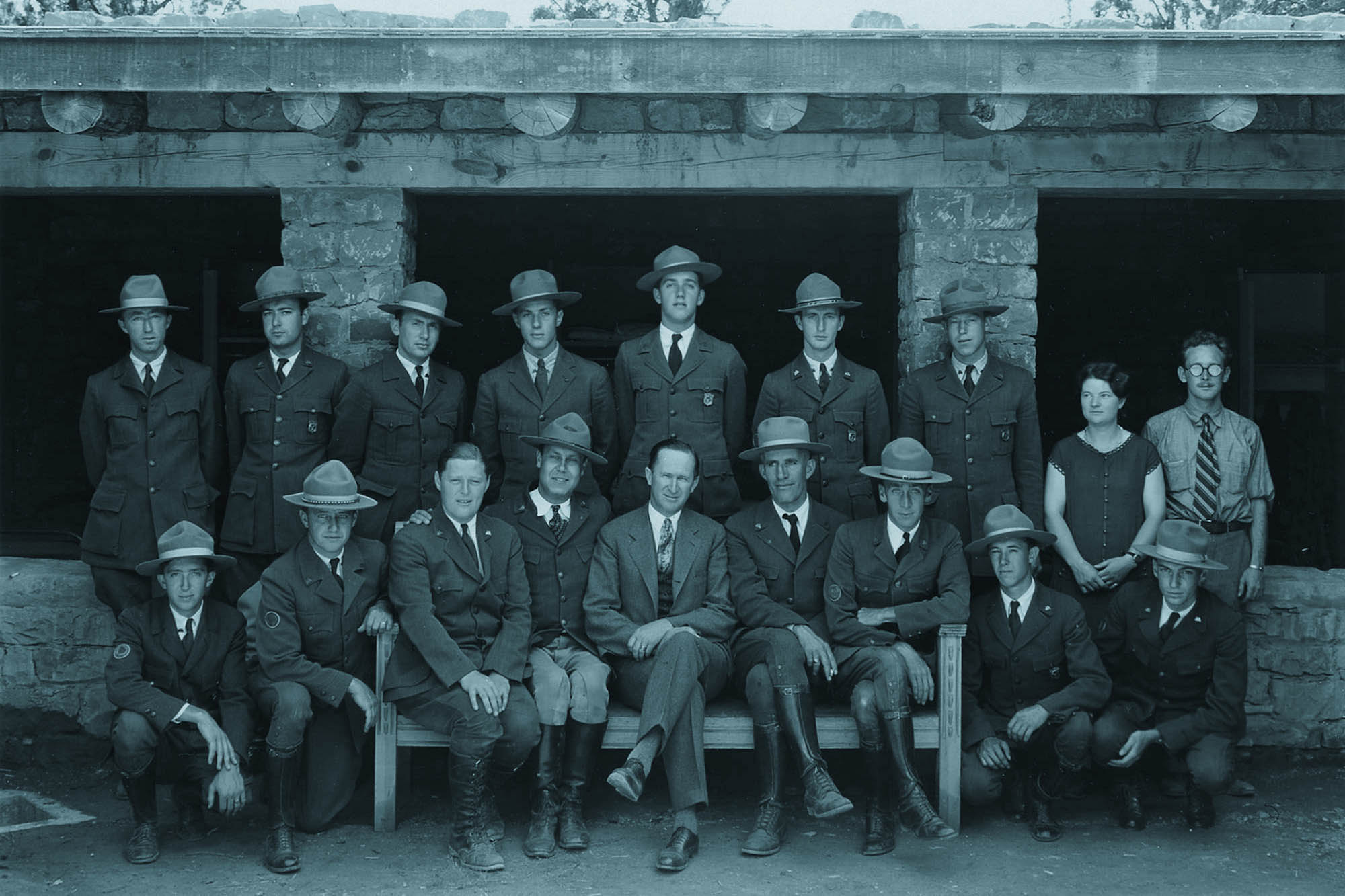 Ranger Force with Superintendent Jesse Nusbaum and Director Horace M. Albright