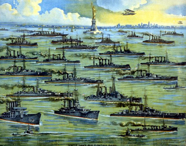 Poster titled Uncle Sam's Big Fighting Ships