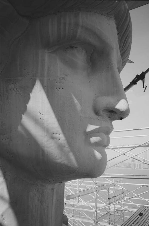 Statue of Liberty, profile view of right-side of face