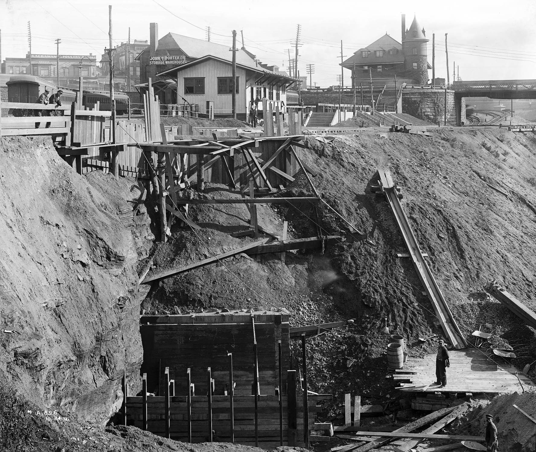 Bridge 60 first pier construction, Central New Jersey Railroad