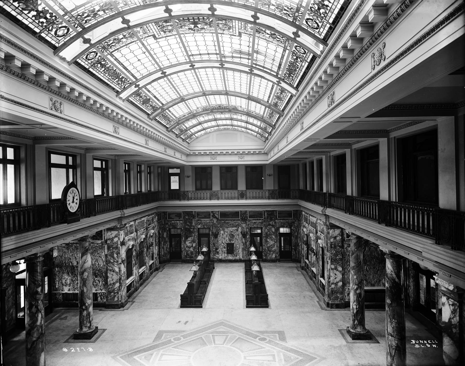 Interior waiting area, Delaware, Lackawanna, and Western Railroad passenger station