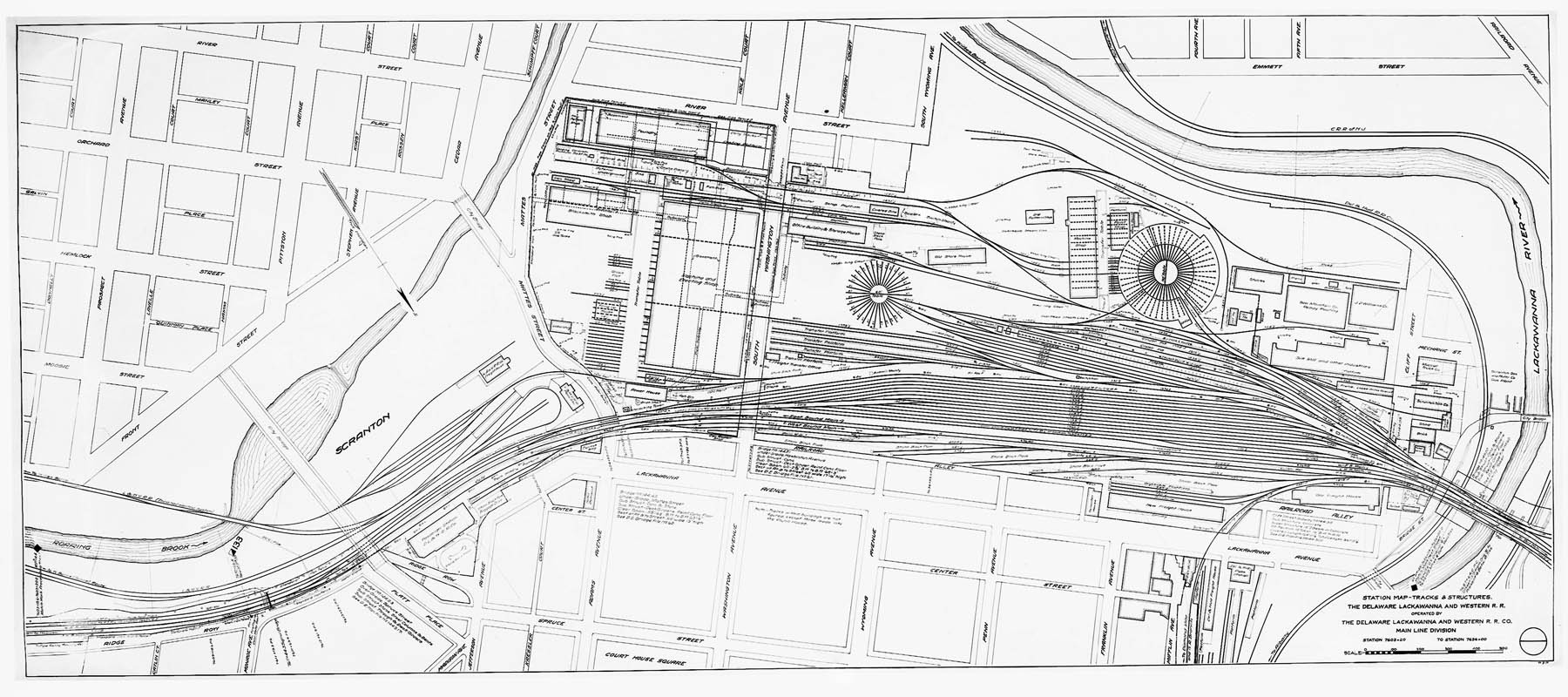 Station Map - Tracks & Structures, The Delaware, Lackawanna & Western R.R.