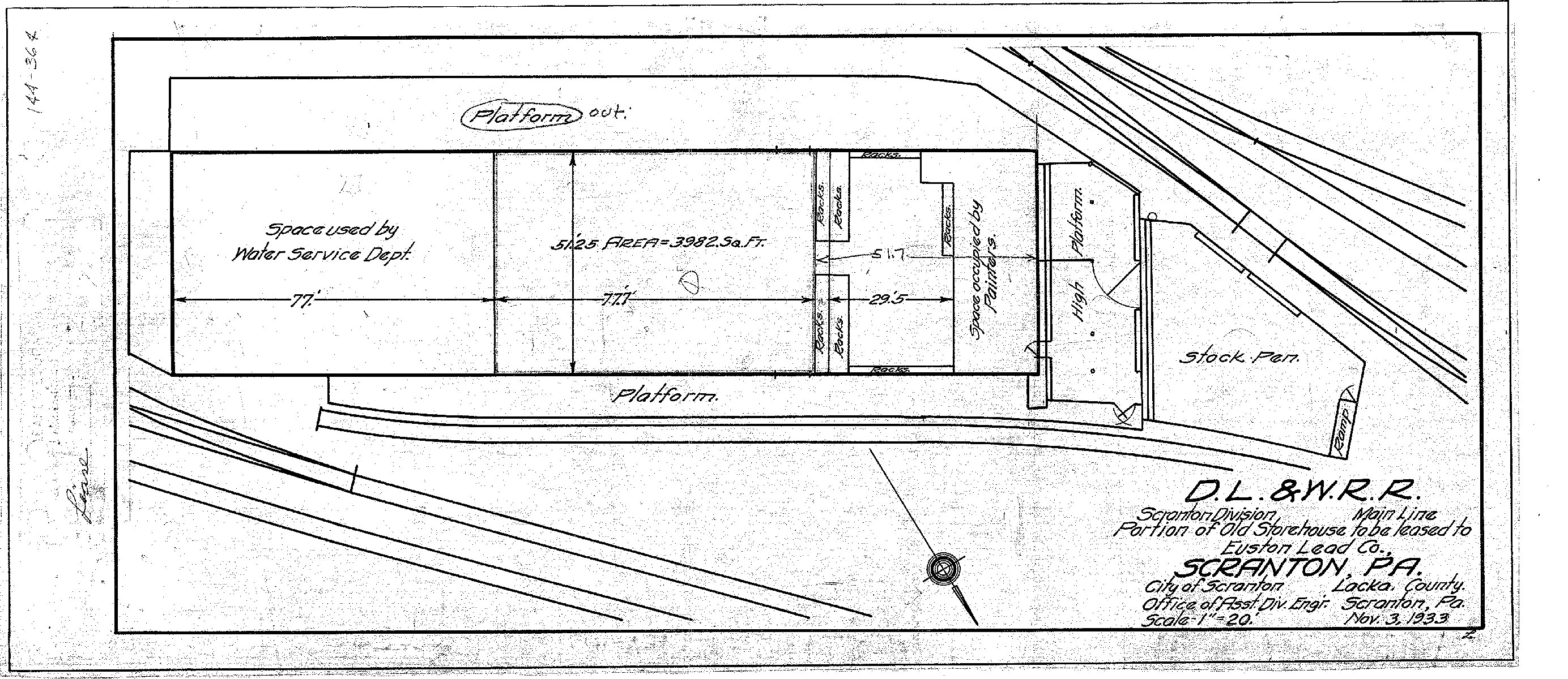 Delaware, Lackawanna, and Western Railroad, Portion of Old Storehouse to be leased to Euston Lead Co.