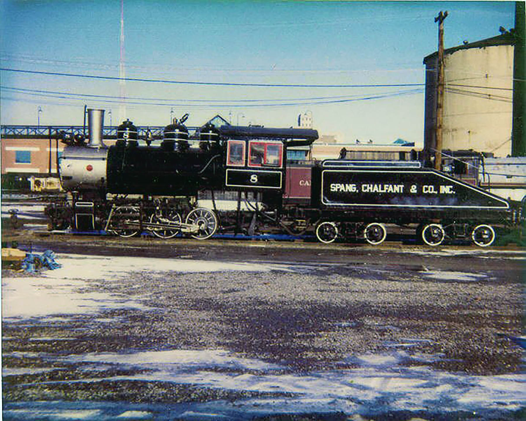 Cutaway locomotive being moved