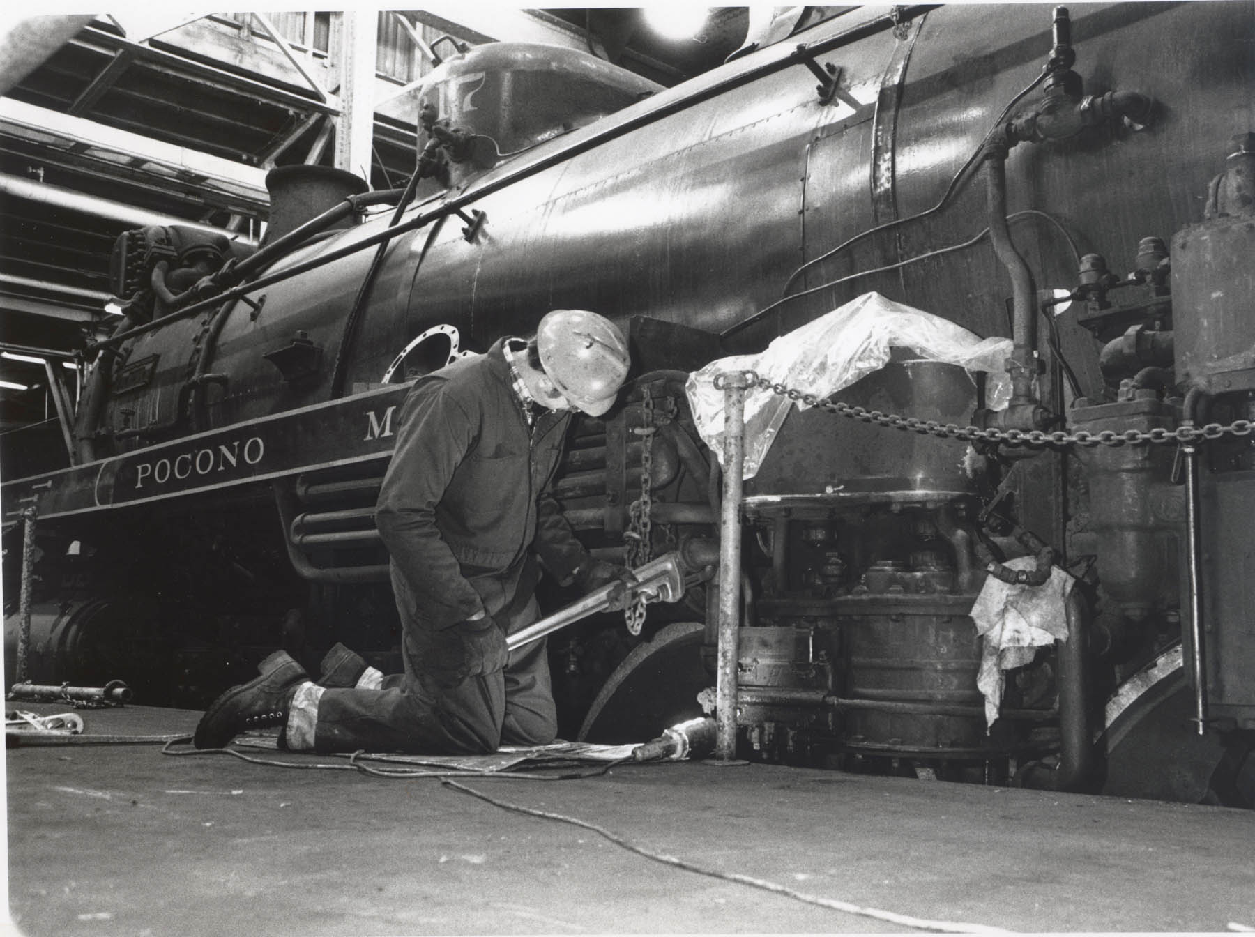 Park staff working in the Steamtown locomotive shop
