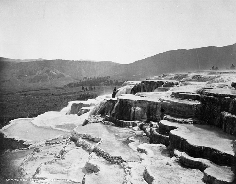 Standing on Travertine Formation of Mammoth Hot Springs