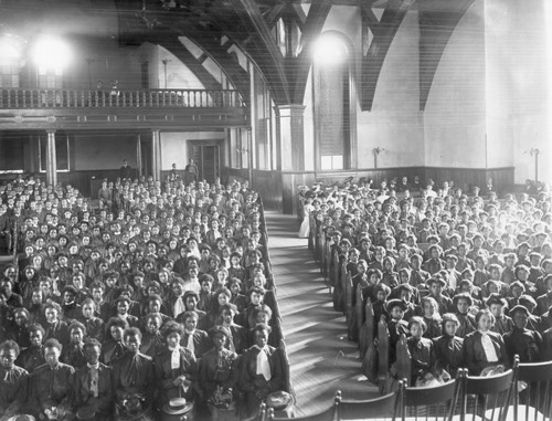 Female student body in chapel at Tuskegee Institute