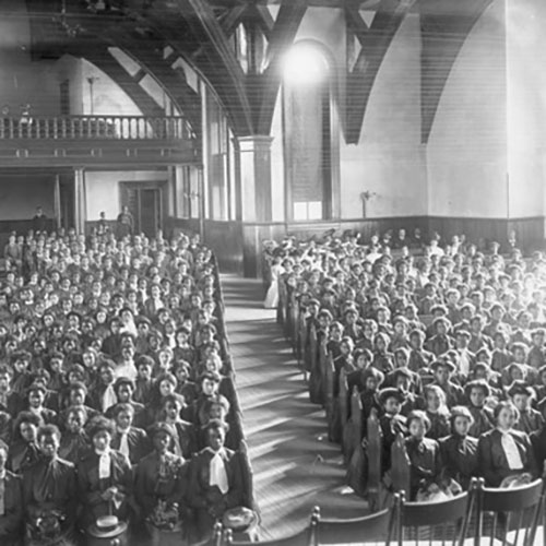 
Female student body in chapel at Tuskegee Institute
