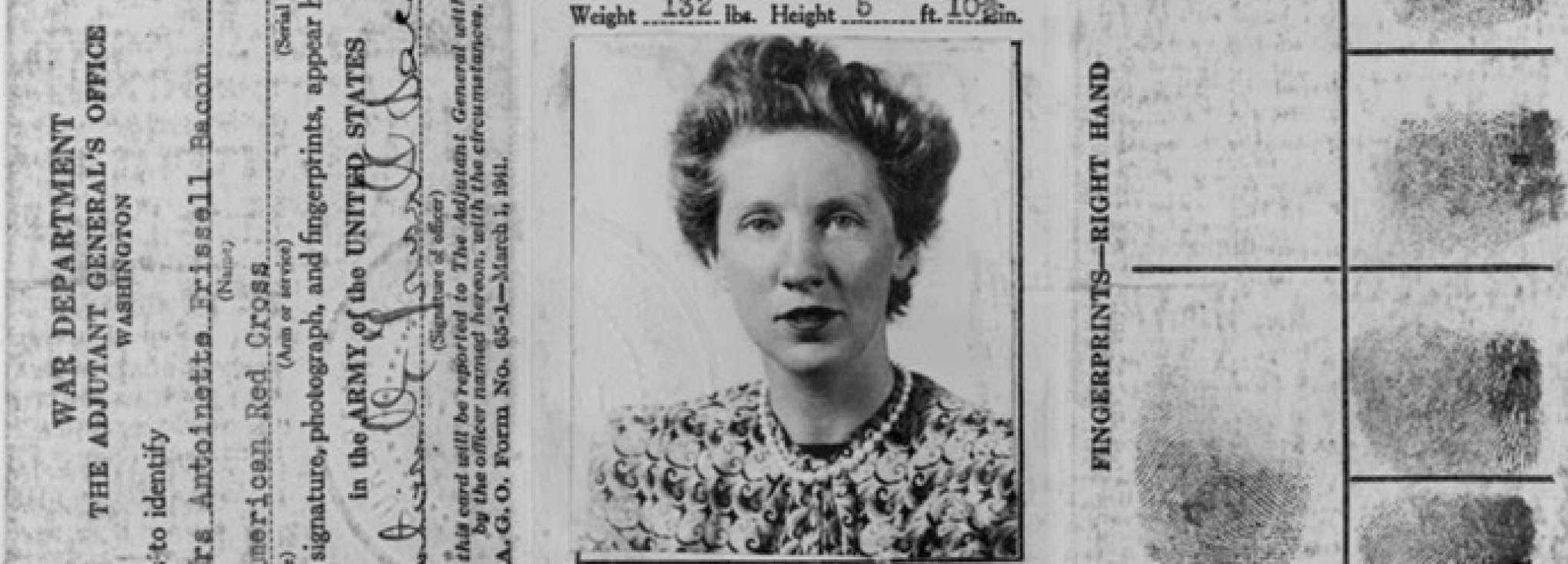 Photograph of Toni Frissell’s U.S. War Department Identification Card