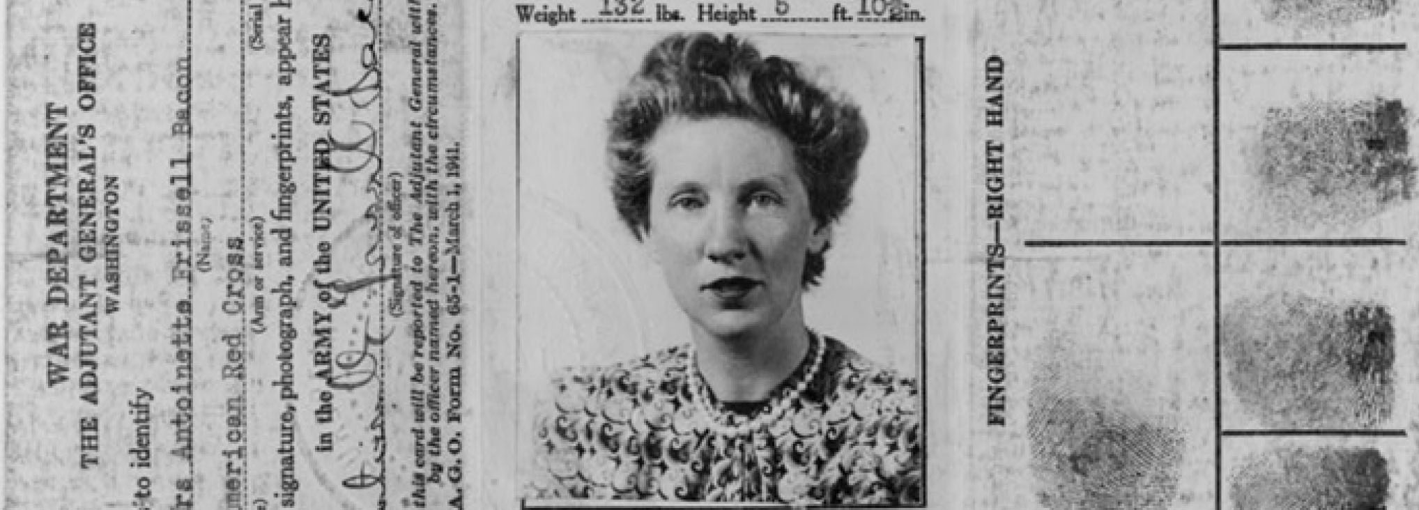 Photograph of Toni Frissell’s U.S. War Department Identification Card