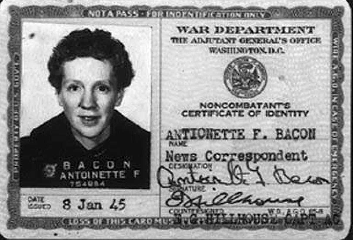 Photograph of Toni Frissell’s U.S. War Department Identification Card
